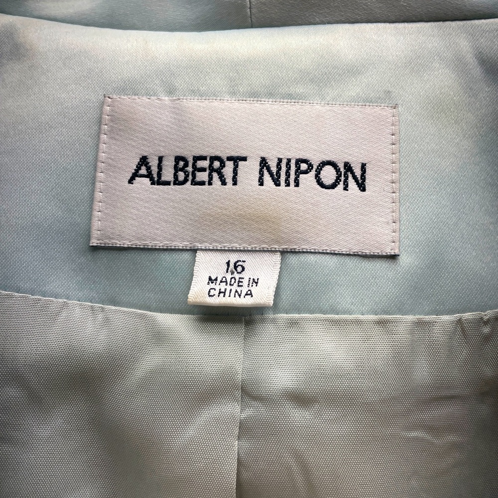 Vintage Albert Nipon Mint Green Bow Detail Blazer And Tank Top Set Sz 16 - Picture 7 of 9